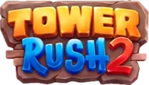 Tower Rush 2 game title on a carved stone plaque